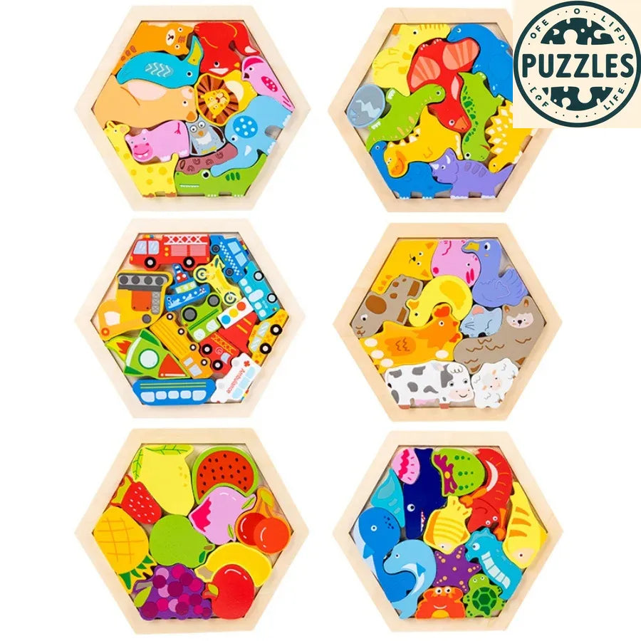 3D Wooden Animal Puzzle – Montessori Early Learning Blocks - Puzzles