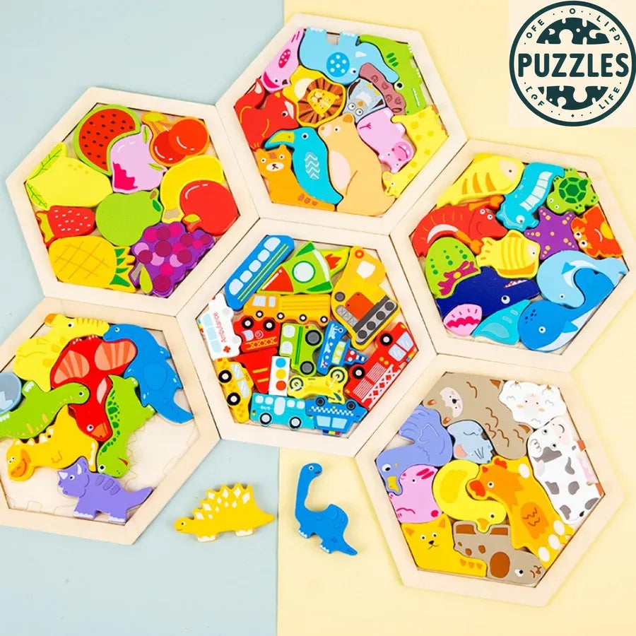 3D Wooden Animal Puzzle – Montessori Early Learning Blocks - Puzzles