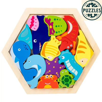 3D Wooden Animal Puzzle – Montessori Early Learning Blocks - Puzzles