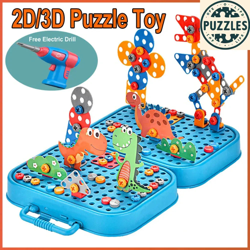 450-Piece STEM Drill Set – Mosaic Puzzle & Engineering Kit - Puzzles