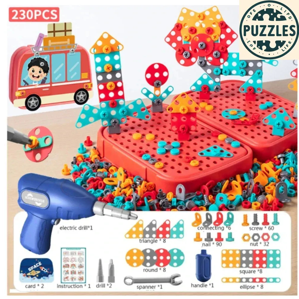 450-Piece STEM Drill Set – Mosaic Puzzle & Engineering Kit - Puzzles