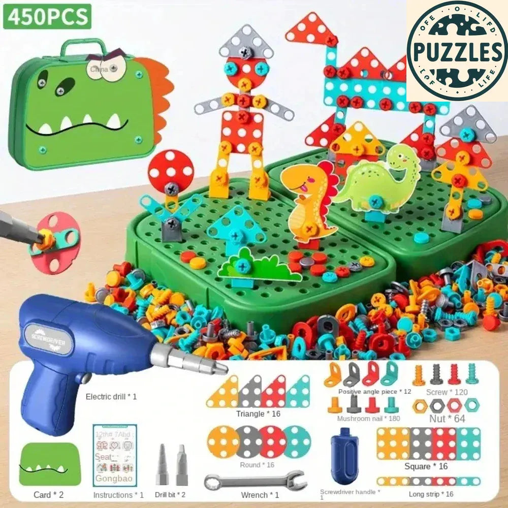 450-Piece STEM Drill Set – Mosaic Puzzle & Engineering Kit - Puzzles