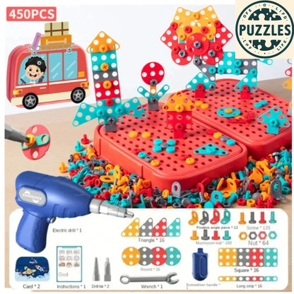 450-Piece STEM Drill Set – Mosaic Puzzle & Engineering Kit - Puzzles