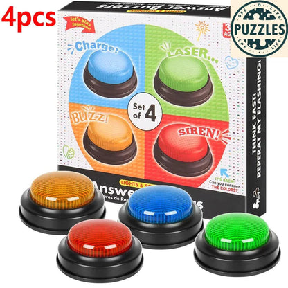 4PCS Answer Buzzers – Game Show Light & Sound Buttons - Puzzles