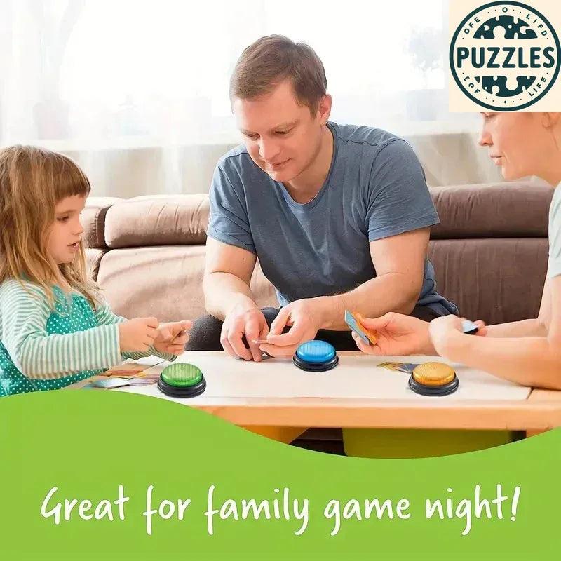 4PCS Answer Buzzers – Game Show Light & Sound Buttons - Puzzles