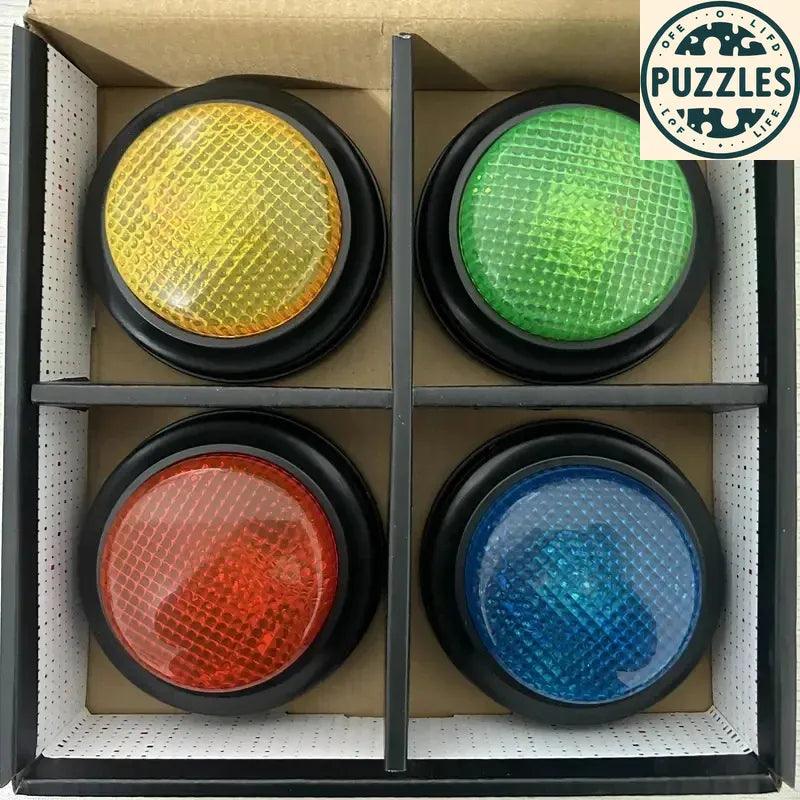 4PCS Answer Buzzers – Game Show Light & Sound Buttons - Puzzles