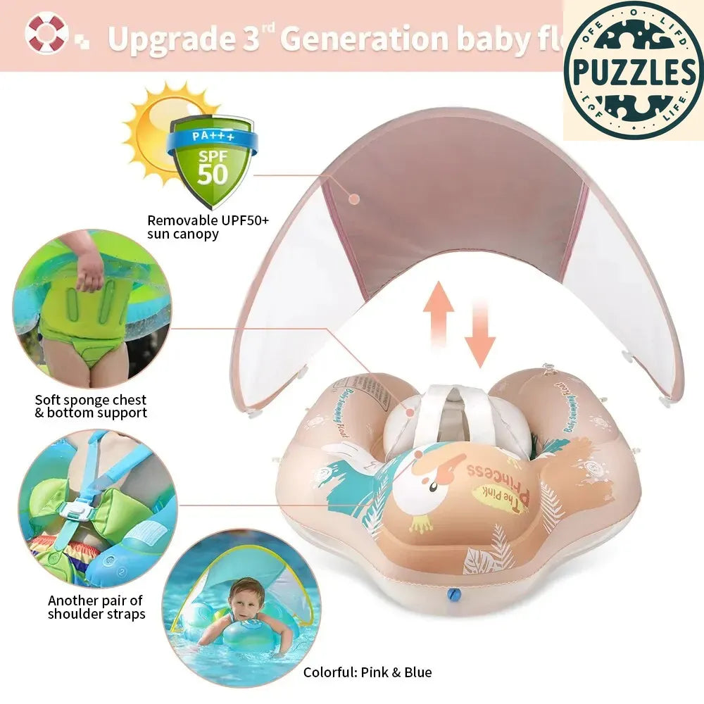Baby Swimming Float With Canopy - Puzolife - Puzolife - Puzzles of Life