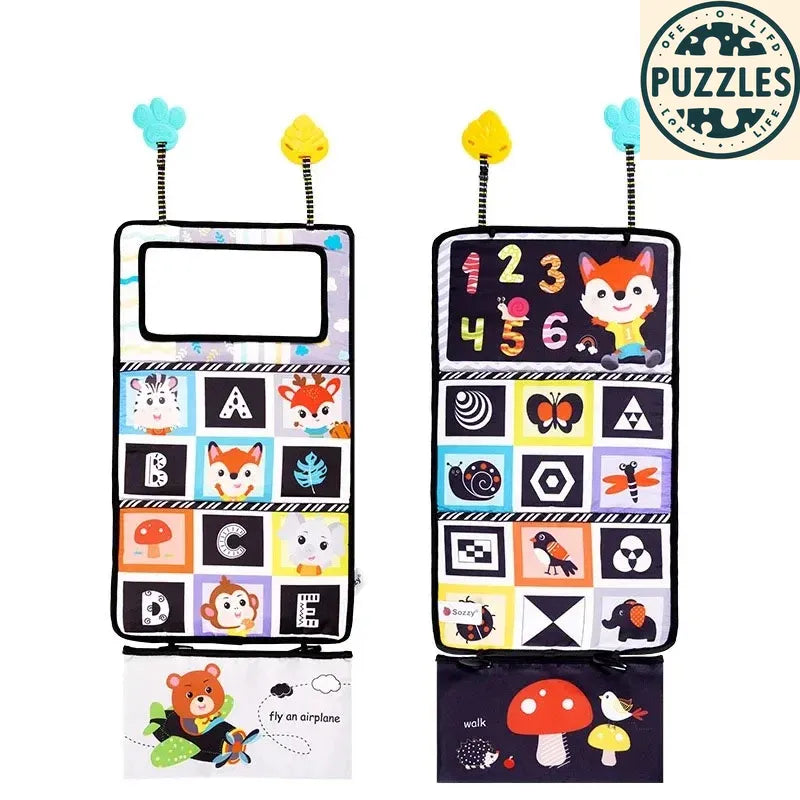 Baby Tummy Time Pillow - Montessori Black & White Sensory Toy for Newborns (0-6 Months) - Puzolife - Puzzles of Life