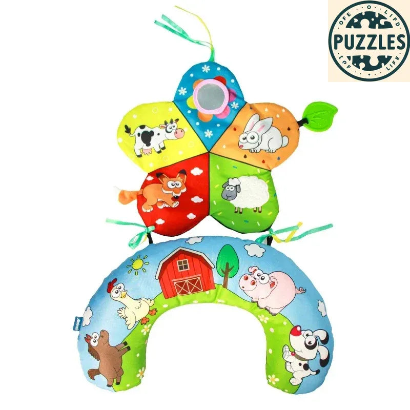 Baby Tummy Time Pillow - Montessori Black & White Sensory Toy for Newborns (0-6 Months) - Puzolife - Puzzles of Life