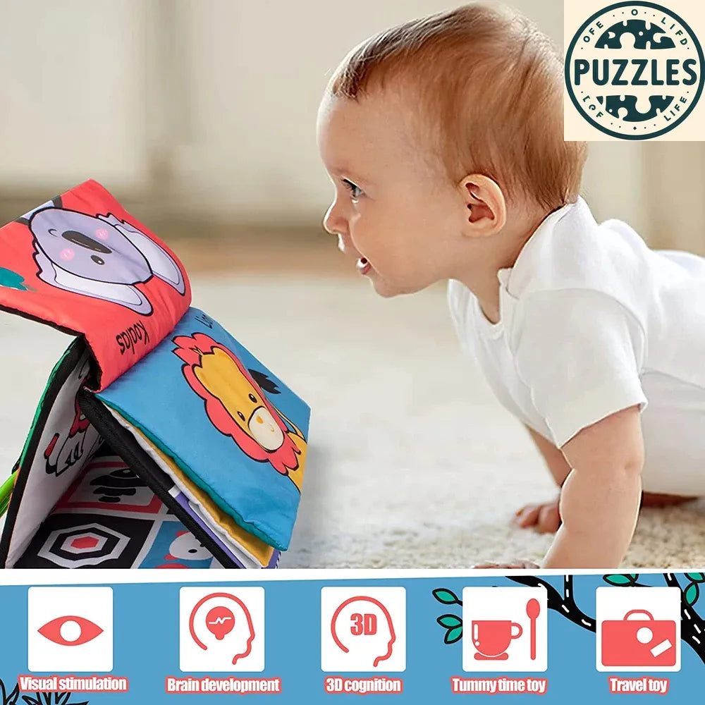 Baby Tummy Time Pillow - Montessori Black & White Sensory Toy for Newborns (0-6 Months) - Puzolife - Puzzles of Life