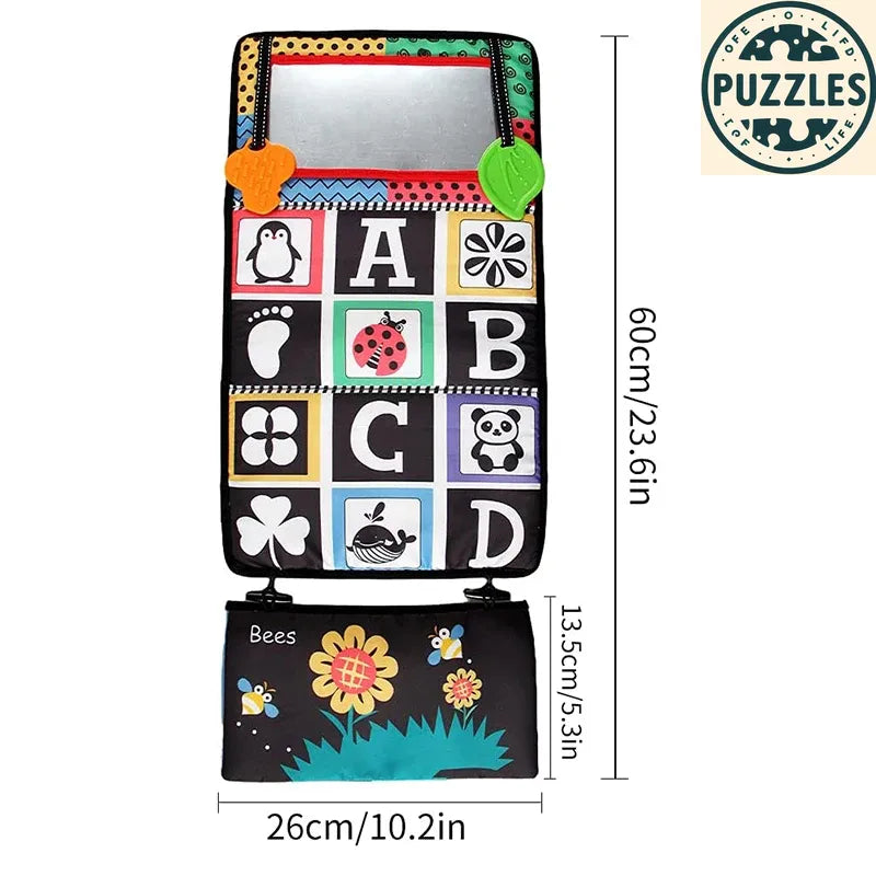 Baby Tummy Time Pillow - Montessori Black & White Sensory Toy for Newborns (0-6 Months) - Puzolife - Puzzles of Life