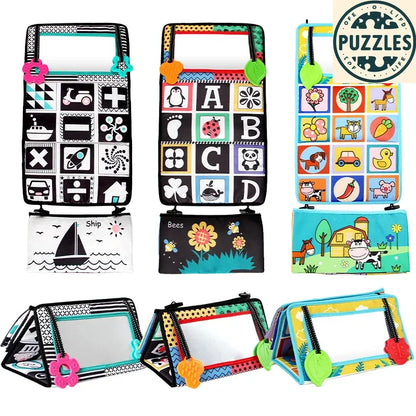 Baby Tummy Time Pillow - Montessori Black & White Sensory Toy for Newborns (0-6 Months) - Puzolife - Puzzles of Life
