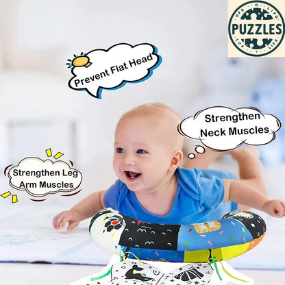 Baby Tummy Time Pillow - Montessori Black & White Sensory Toy for Newborns (0-6 Months) - Puzolife - Puzzles of Life