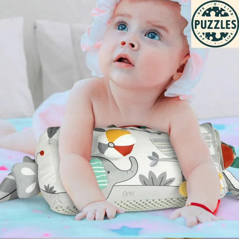 Baby Tummy Time Pillow - Montessori Black & White Sensory Toy for Newborns (0-6 Months) - Puzolife - Puzzles of Life