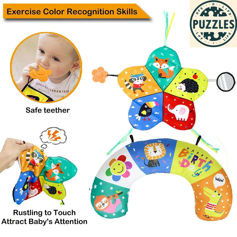 Baby Tummy Time Pillow - Montessori Black & White Sensory Toy for Newborns (0-6 Months) - Puzolife - Puzzles of Life