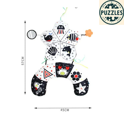 Baby Tummy Time Pillow - Montessori Black & White Sensory Toy for Newborns (0-6 Months) - Puzolife - Puzzles of Life