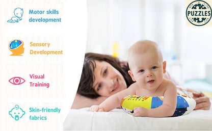 Baby Tummy Time Pillow - Montessori Black & White Sensory Toy for Newborns (0-6 Months) - Puzolife - Puzzles of Life