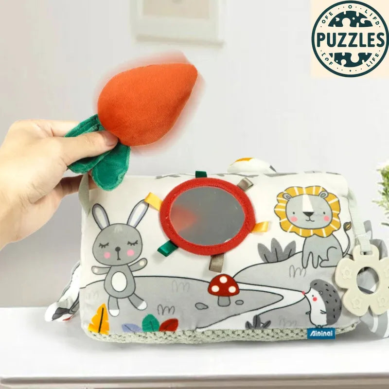 Baby Tummy Time Pillow - Montessori Black & White Sensory Toy for Newborns (0-6 Months) - Puzolife - Puzzles of Life