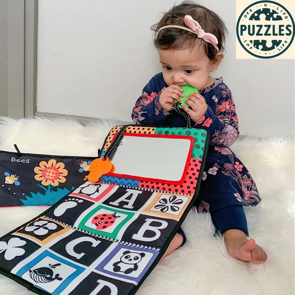 Baby Tummy Time Pillow - Montessori Black & White Sensory Toy for Newborns (0-6 Months) - Puzolife - Puzzles of Life
