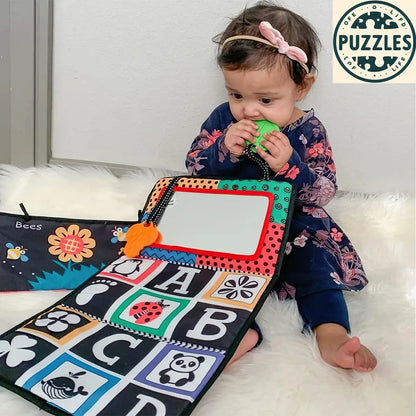 Baby Tummy Time Pillow - Montessori Black & White Sensory Toy for Newborns (0-6 Months) - Puzolife - Puzzles of Life