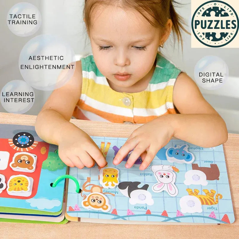 Children’s Early Learning Quiet Book – Montessori Activity Book - Puzzles