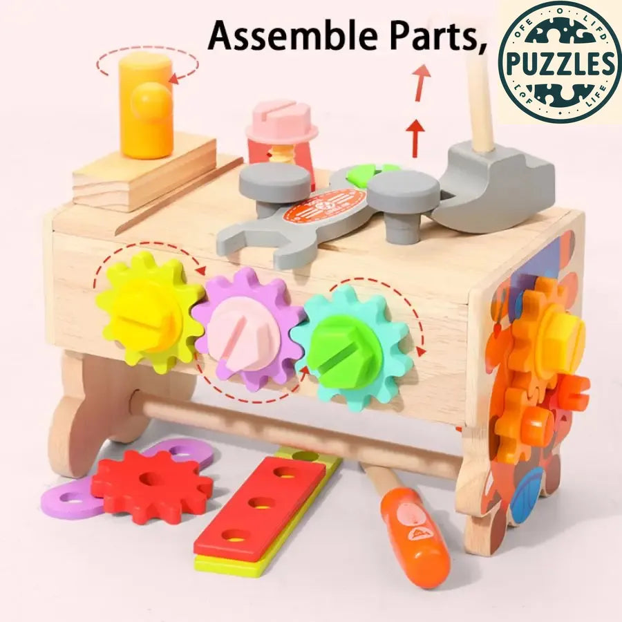 Children’s Wooden Toolbox – Montessori Nuts & Screws Repair Set - Puzzles