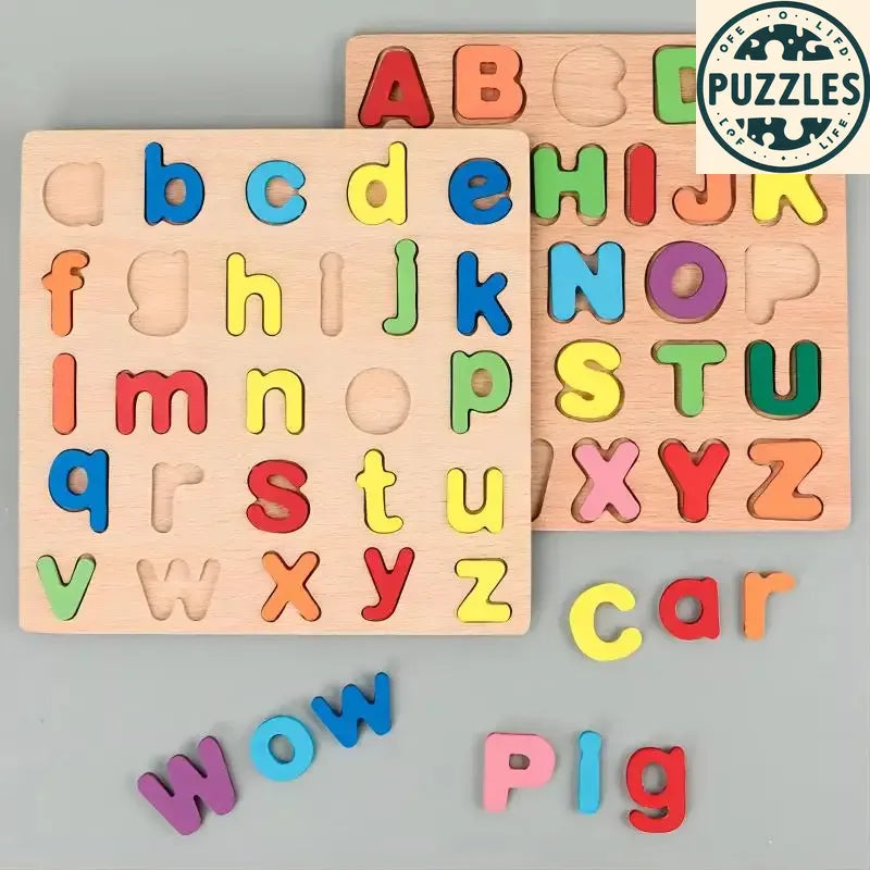 Colorful Alphabet & Number Wooden Puzzle – Educational Toy for Kids - Puzolife - Puzzles of Life