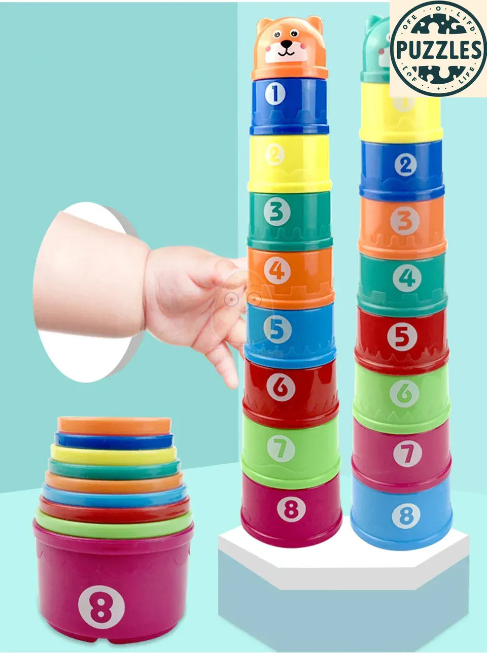 Colorful Stacking Cups - Puzolife - Puzolife - Puzzles of Life