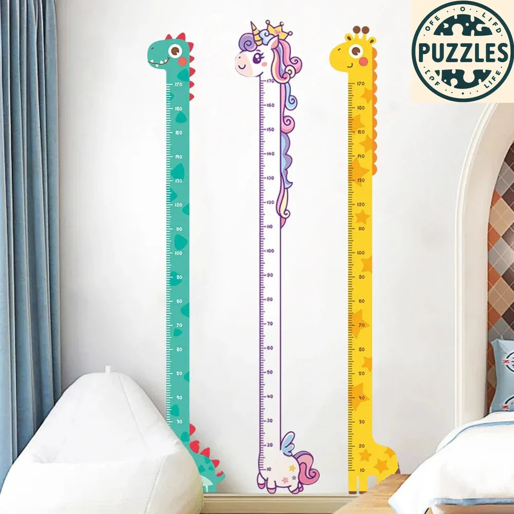 Cute Cartoon Height Sticker – Unicorn, Dinosaur & Giraffe - Puzolife - Puzzles of Life