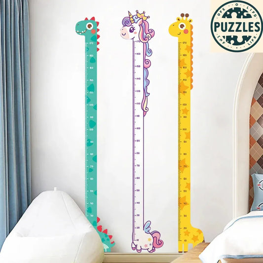 Cute Cartoon Height Sticker – Unicorn, Dinosaur & Giraffe - Puzolife - Puzzles of Life