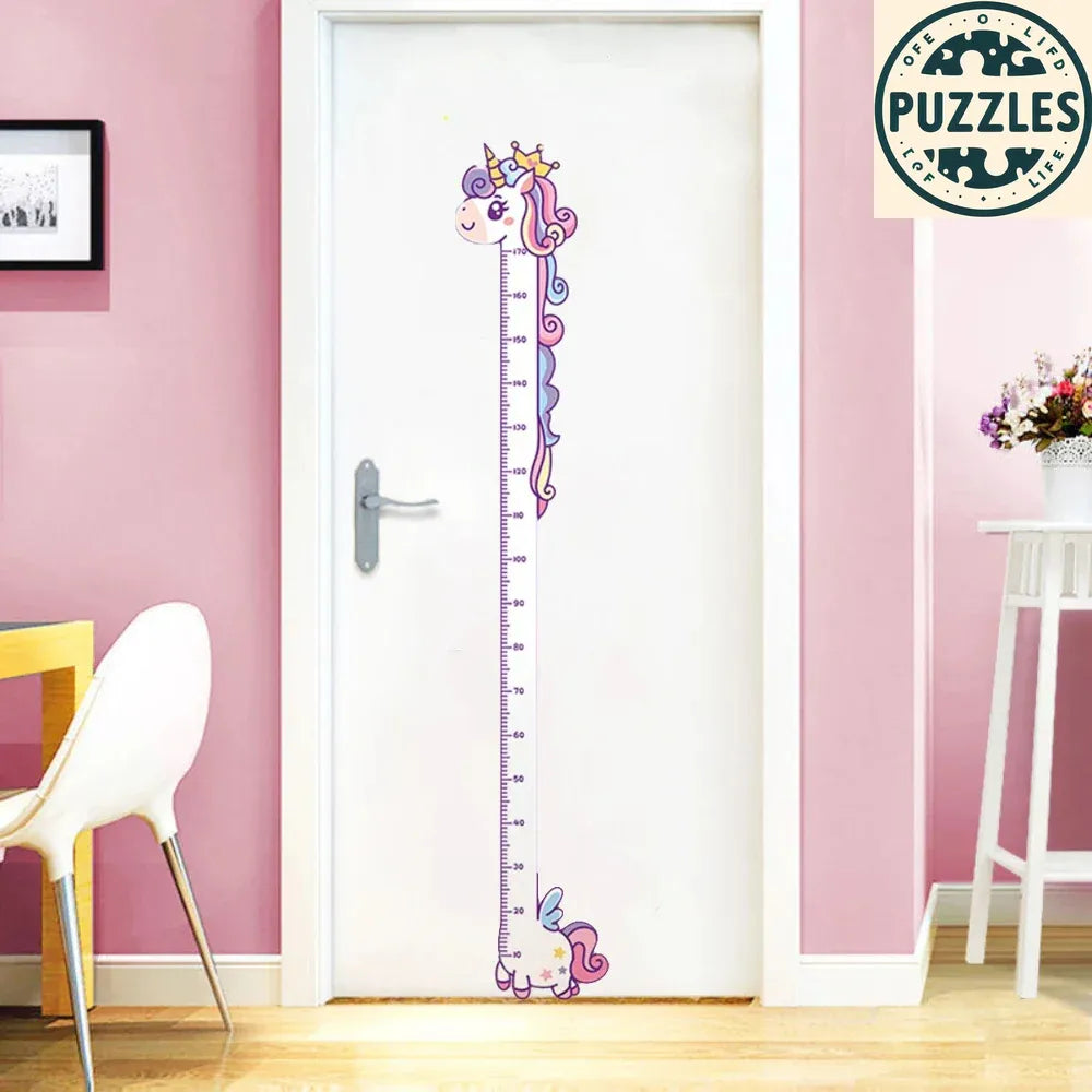 Cute Cartoon Height Sticker – Unicorn, Dinosaur & Giraffe - Puzolife - Puzzles of Life