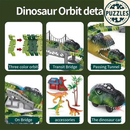 Dinosaur Track Electric Car – Light-Up Mountain Road Adventure - Puzzles