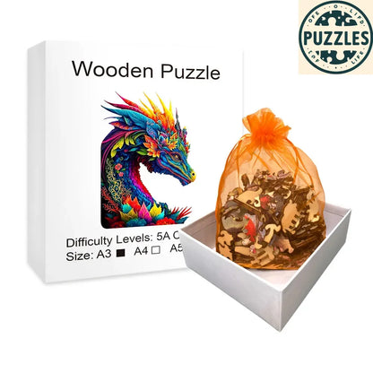 Dragon Wooden Jigsaw Puzzle – Challenging & Artistic Game - Puzzles