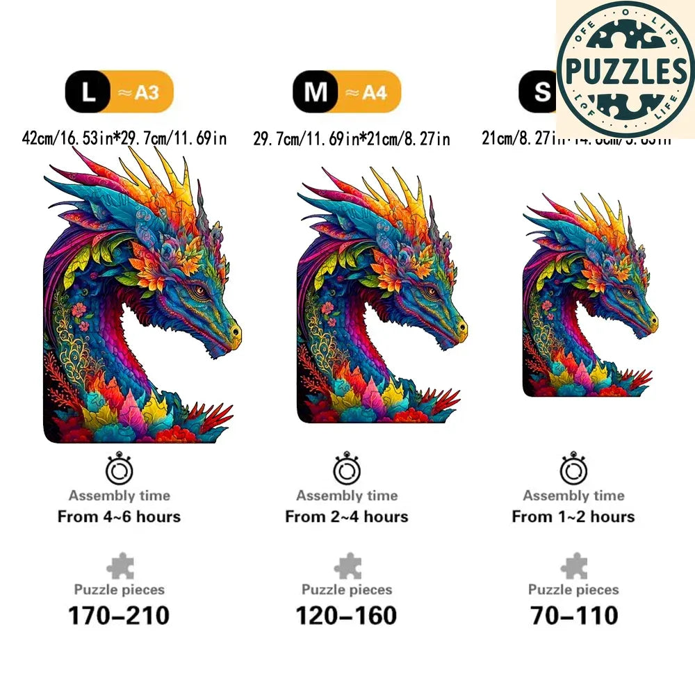 Dragon Wooden Jigsaw Puzzle – Challenging & Artistic Game - Puzzles