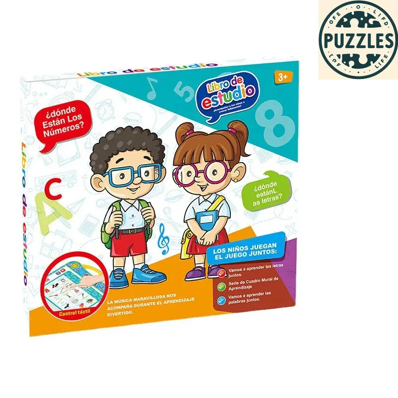 English Spanish Bilingual Learning Book for Kids - Puzzles