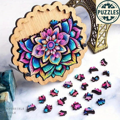 Galaxy-Inspired Irregular Wooden Puzzle – Colorful Blooms - Puzolife - Puzzles of Life