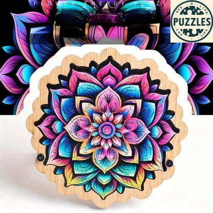 Galaxy-Inspired Irregular Wooden Puzzle – Colorful Blooms - Puzolife - Puzzles of Life