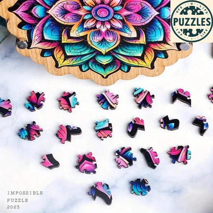 Galaxy-Inspired Irregular Wooden Puzzle – Colorful Blooms - Puzolife - Puzzles of Life