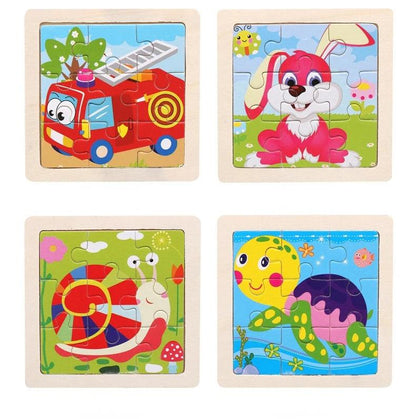 Kids Wooden Jigsaw Puzzle – Vehicle & Animal Theme - Puzzles