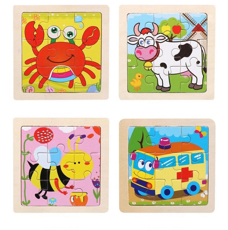 Kids Wooden Jigsaw Puzzle – Vehicle & Animal Theme - Puzzles