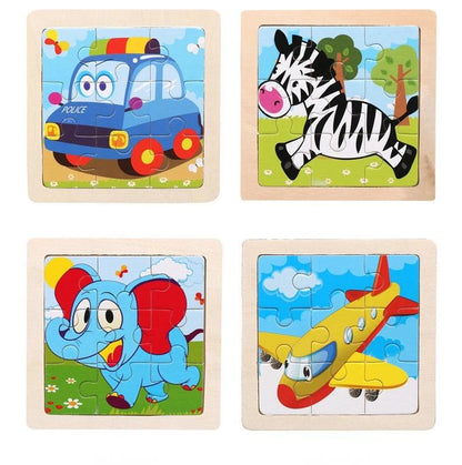 Kids Wooden Jigsaw Puzzle – Vehicle & Animal Theme - Puzzles