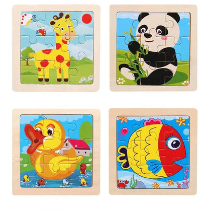 Kids Wooden Jigsaw Puzzle – Vehicle & Animal Theme - Puzzles