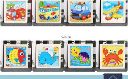 Kids Wooden Jigsaw Puzzle – Vehicle & Animal Theme - Puzzles