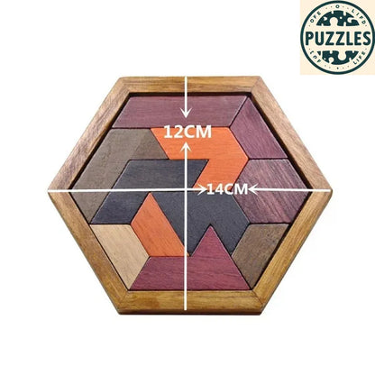 Hexagonal Wooden Puzzle – IQ Brain Teaser for Kids - Puzzles