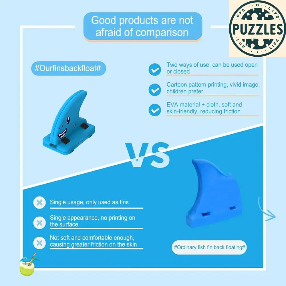 Kid Shark Fin Back Float Board Blue - Puzolife - Puzolife - Puzzles of Life