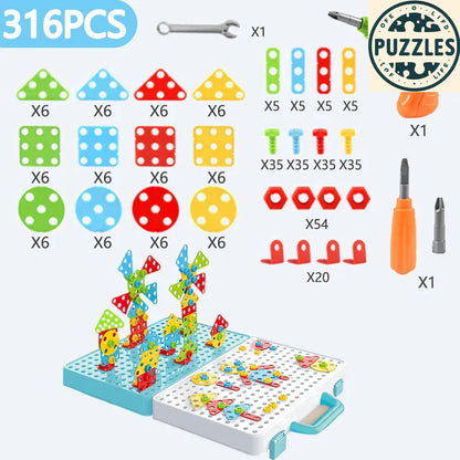 Kids Drill & Screw Puzzle – 3D Assembly Tool Set for Boys - Puzzles