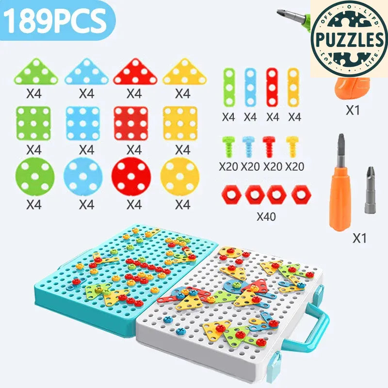 Kids Drill & Screw Puzzle – 3D Assembly Tool Set for Boys - Puzzles