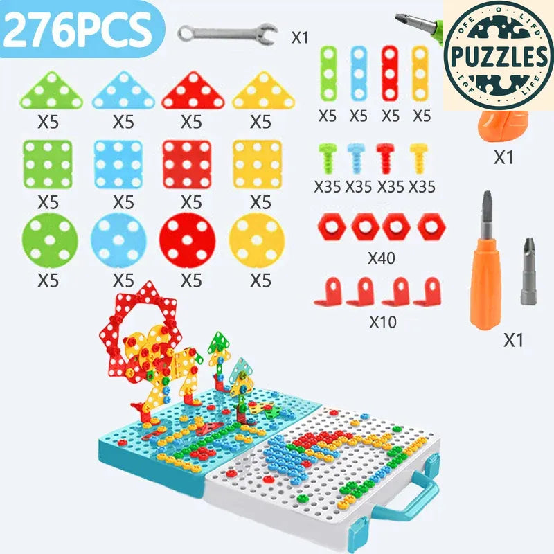 Kids Drill & Screw Puzzle – 3D Assembly Tool Set for Boys - Puzzles