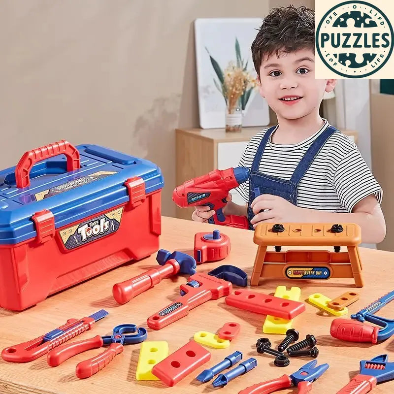 Kids Engineer Tool Kit – Electric Drill & Screwdriver Pretend Play - Puzzles