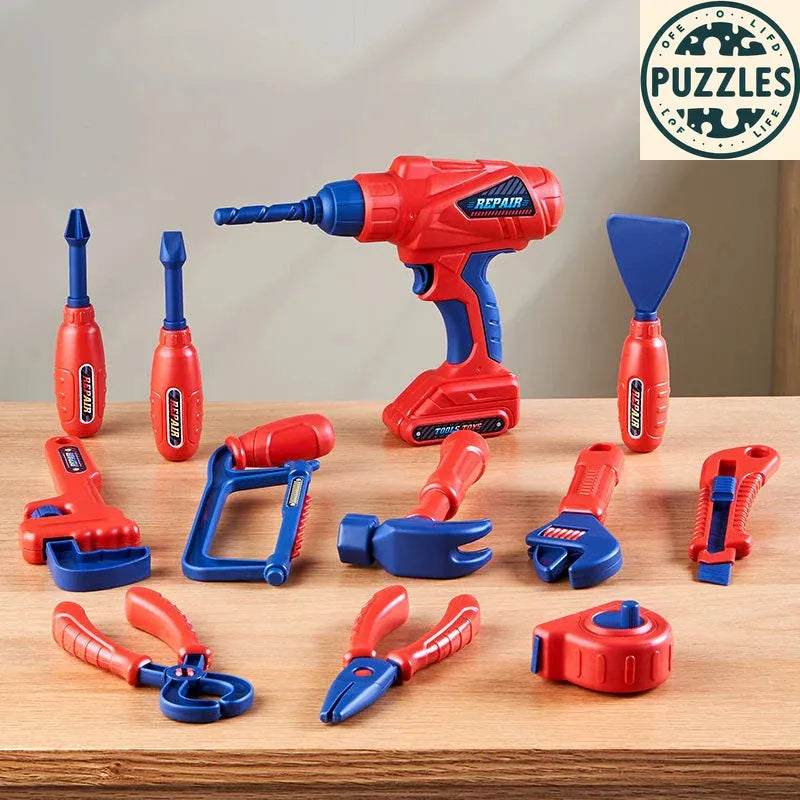 Kids Engineer Tool Kit – Electric Drill & Screwdriver Pretend Play - Puzzles